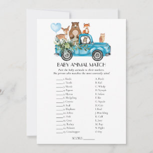 Woodland Animals Blue Truck Match Game Kaart