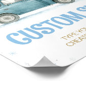 Woodland Animals Blue Winter Birthday Custom Sign Poster (Hoek)