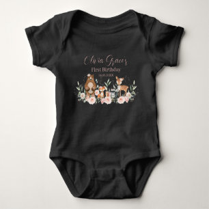 Woodland Animals Blush Bloemen 1e Verjaardag Outfi Romper