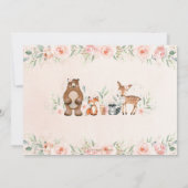 Woodland Animals Blush Floral 1e Verjaardag Foto Kaart (Achterkant)