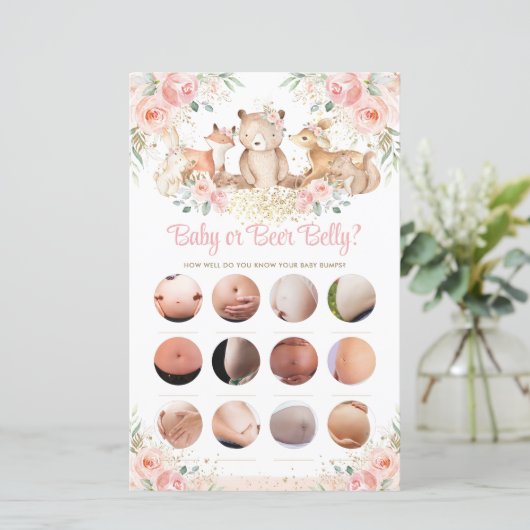 Woodland Animals Blush Floral Baby of Beer Belly (Staand voorkant)