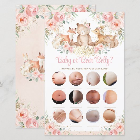 Woodland Animals Blush Floral Baby of Beer Belly (Voorkant / Achterkant)