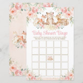 Woodland Animals Blush Floral Baby shower Bingo (Voorkant / Achterkant)