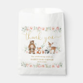 Woodland Animals Blush Floral Baby shower Birthday Bedankzakje (Voorkant)
