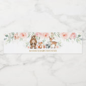 Woodland Animals Blush Floral Baby shower Birthday Waterfles Etiket (Enkel label)