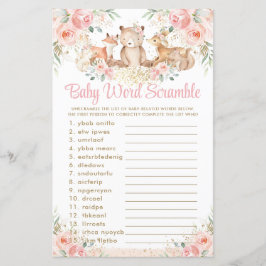 Woodland Animals Blush Floral Baby Word Scramble