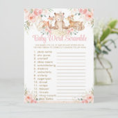 Woodland Animals Blush Floral Baby Word Scramble Kaart (Staand voorkant)