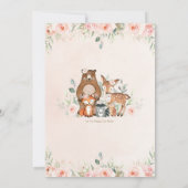 Woodland Animals Blush Floral Girl Baby shower Kaart (Achterkant)
