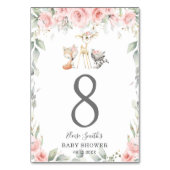Woodland Animals Blush Floral Greenery Baby shower Kaart (Achterkant)
