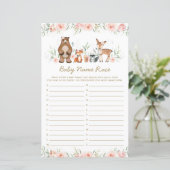 Woodland Animals Blush Floral Name Race Game (Staand voorkant)