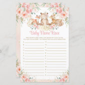Woodland Animals Blush Floral Name Race Game (Voorkant / Achterkant)