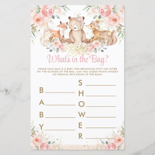 Woodland Animals Blush Floral wat er in de tas zit (Voorkant)