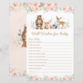 Woodland Animals Blush Floral Well Wishes for Baby (Voorkant / Achterkant)