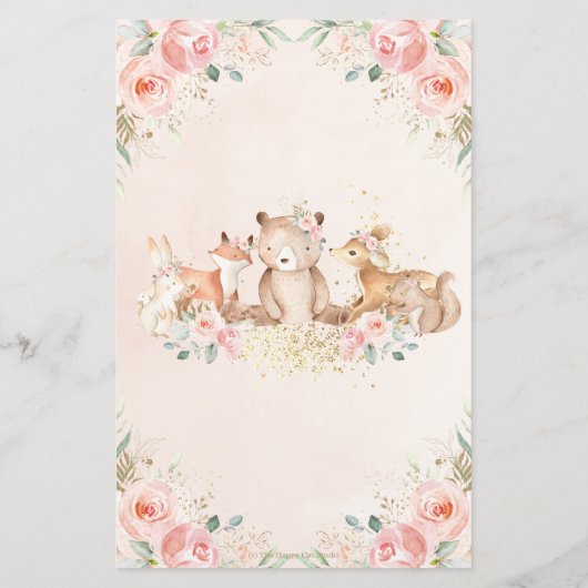 Woodland Animals Blush Floral Wishes for Baby Game (Achterkant)