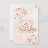 Woodland Animals Blush Pink Floral Baby shower  Bedankkaart (Achterkant)