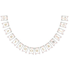 Woodland Animals Blush Pink Floral Baby shower Vlaggetjes