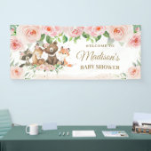 Woodland Animals Blush Pink Floral Backdrop Banner (Beurs)
