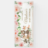 Woodland Animals Blush Pink Floral Backdrop Banner (Verticaal)