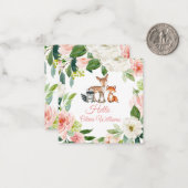 Woodland Animals & Blush Roze Bloemen Notitiekaartje (Voorkant / Achterkant in situ)