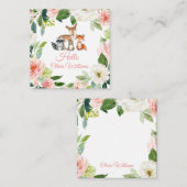 Woodland Animals & Blush Roze Bloemen Notitiekaartje (Voorkant / Achterkant)