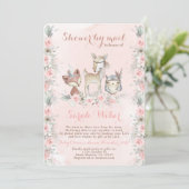Woodland Animals blush roze douche door mail meisj Kaart (Staand voorkant)