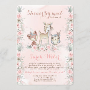 Woodland Animals blush roze douche door mail meisj Kaart