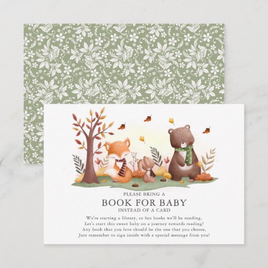 Woodland Animals Boek voor Baby Informatiekaartje (Voorkant / Achterkant)