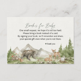 Woodland Animals boeken voor baby invitatie invoeg Informatiekaartje