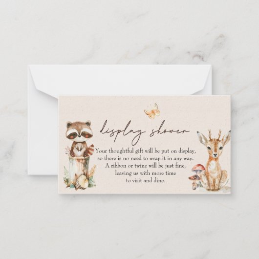 Woodland Animals Boho Baby Display Douche Notitiekaartje (Voorkant)