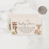 Woodland Animals Boho Baby Display Douche Notitiekaartje (Voorkant / Achterkant in situ)