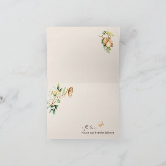 Woodland Animals Boho Baby shower bedankkaart (Binnen)