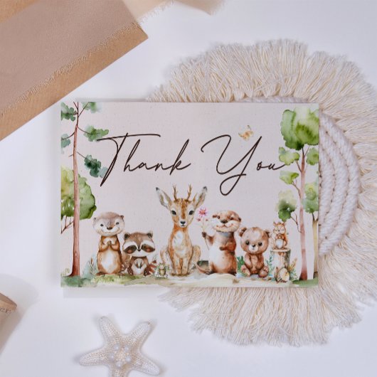 Woodland Animals Boho Baby shower bedankkaart
