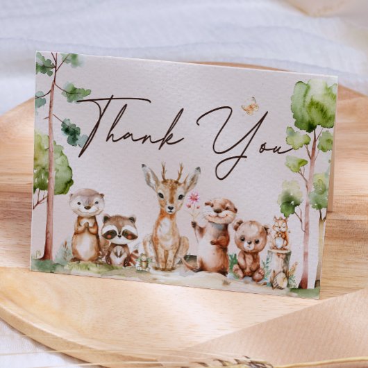 Woodland Animals Boho Baby shower bedankkaart
