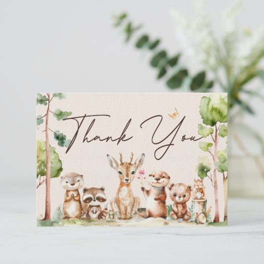 Woodland Animals Boho Baby shower bedankkaart (Staand voorkant)