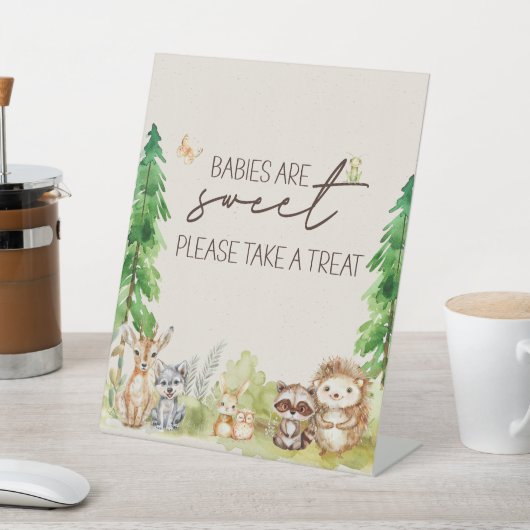 Woodland Animals Boho Baby shower Favoriet Reclamebord Met Voetstuk (Insitu)