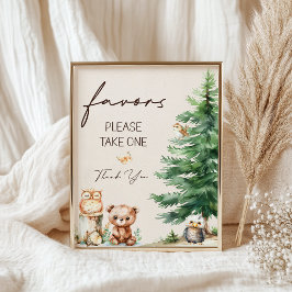 Woodland Animals Boho Baby shower Favors Sign Poster