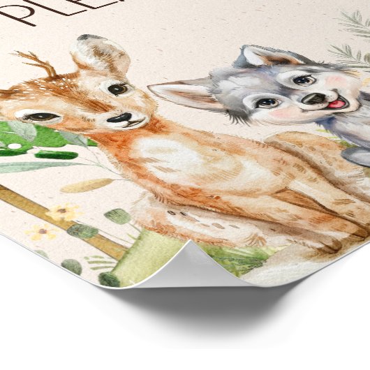 Woodland Animals Boho Baby shower gunstteken Poster (Hoek)