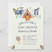 Woodland Animals Boho Baby shower Invitation Kaart (Achterkant)