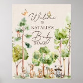 Woodland Animals Boho Baby shower Sign Poster (Voorkant)