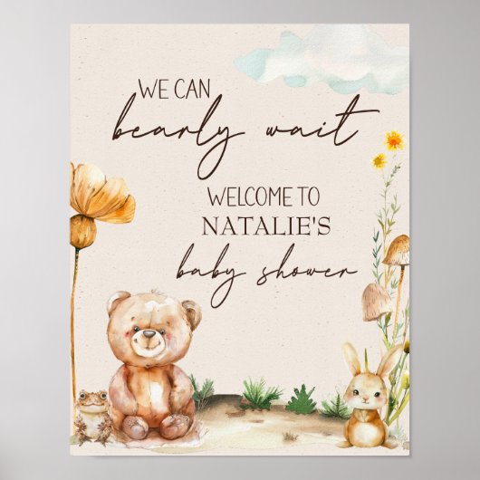 Woodland Animals Boho Baby shower Sign Poster (Voorkant)