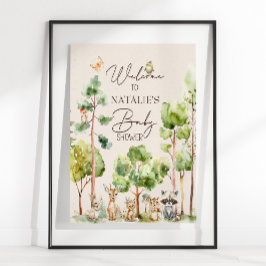 Woodland Animals Boho Baby shower Sign Poster