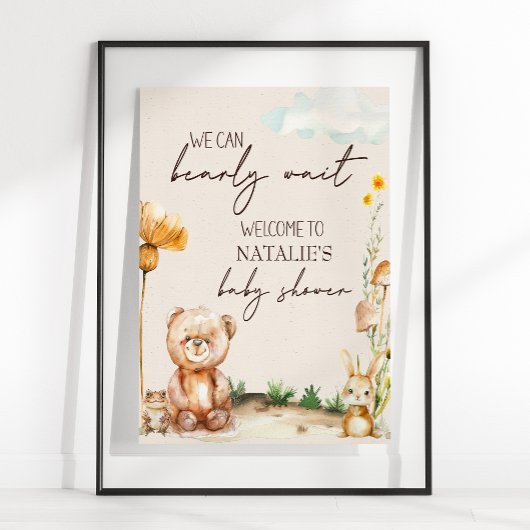 Woodland Animals Boho Baby shower Sign Poster