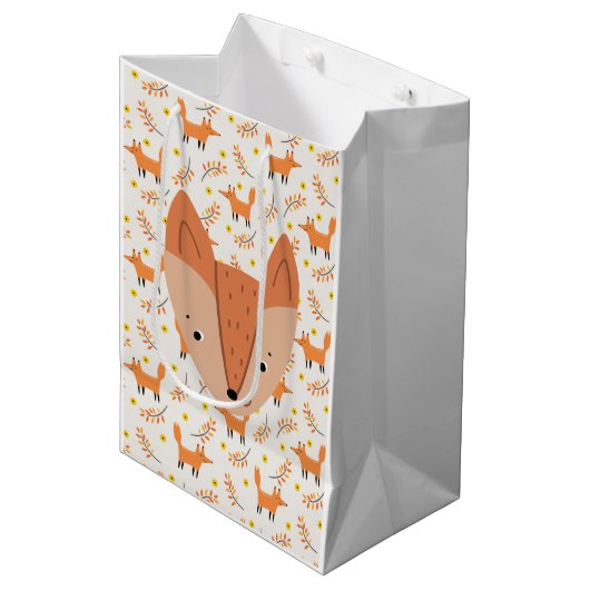 Woodland Animals Boho Design Fox Medium Cadeauzakje (Voorkant Gekanteld)