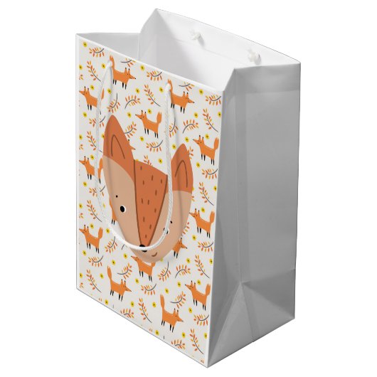Woodland Animals Boho Design Fox Medium Cadeauzakje (Achterkant Gekanteld)