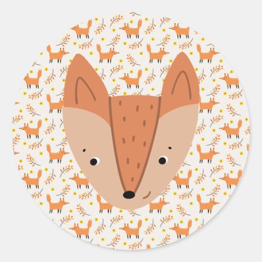 Woodland Animals Boho Design Fox Ronde Sticker (Voorkant)
