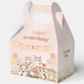 Woodland Animals Boho Girl 1st Birthday Large Bedankdoosjes (Achterkant)