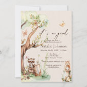 Woodland Animals Boho Girl Baby shower Kaart (Voorkant)