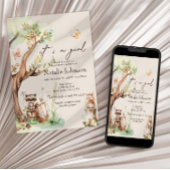 Woodland Animals Boho Girl Baby shower Kaart