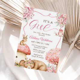 Woodland Animals Boho Girl Baby shower Kaart