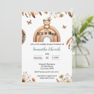 Woodland Animals Boho Het is een Boy Baby shower Kaart